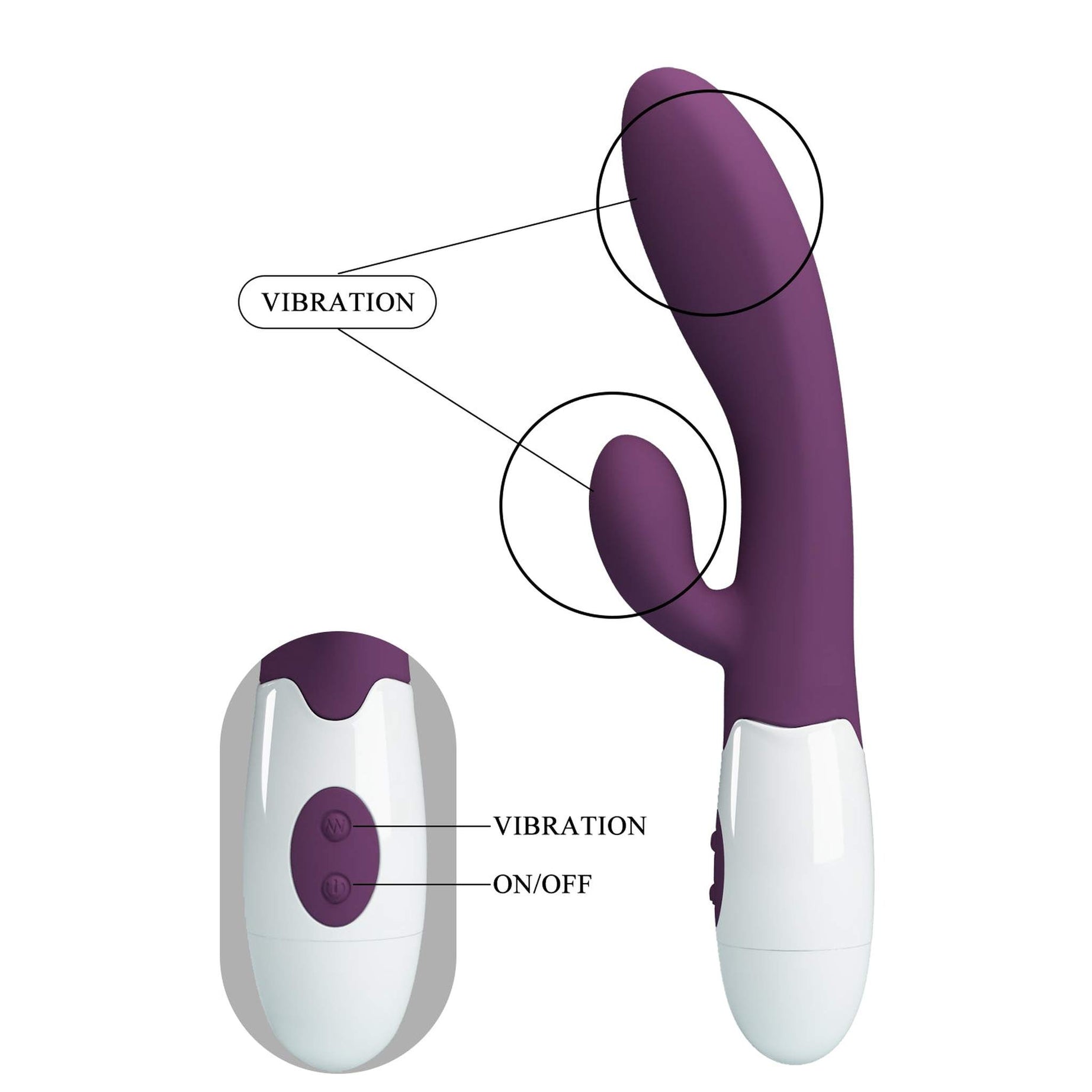 Alvis Vibratore Rabbit da 30 modalità di vibrazione - Silicone Medicale, Viola
