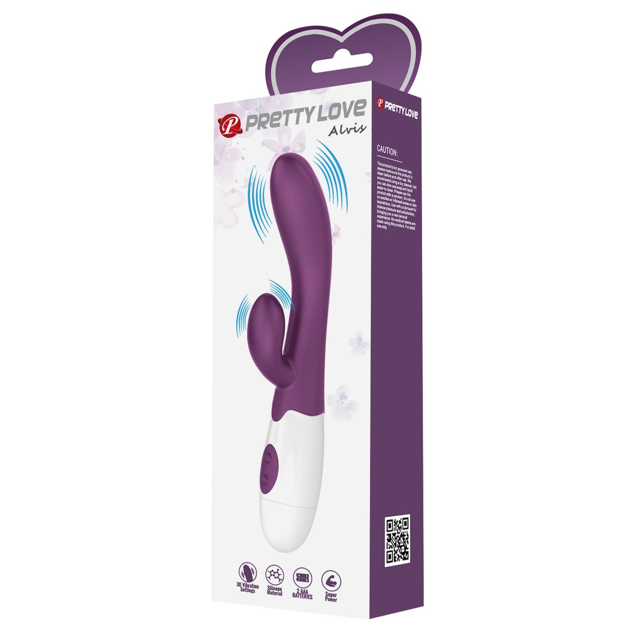 Alvis Vibratore Rabbit da 30 modalità di vibrazione - Silicone Medicale, Viola