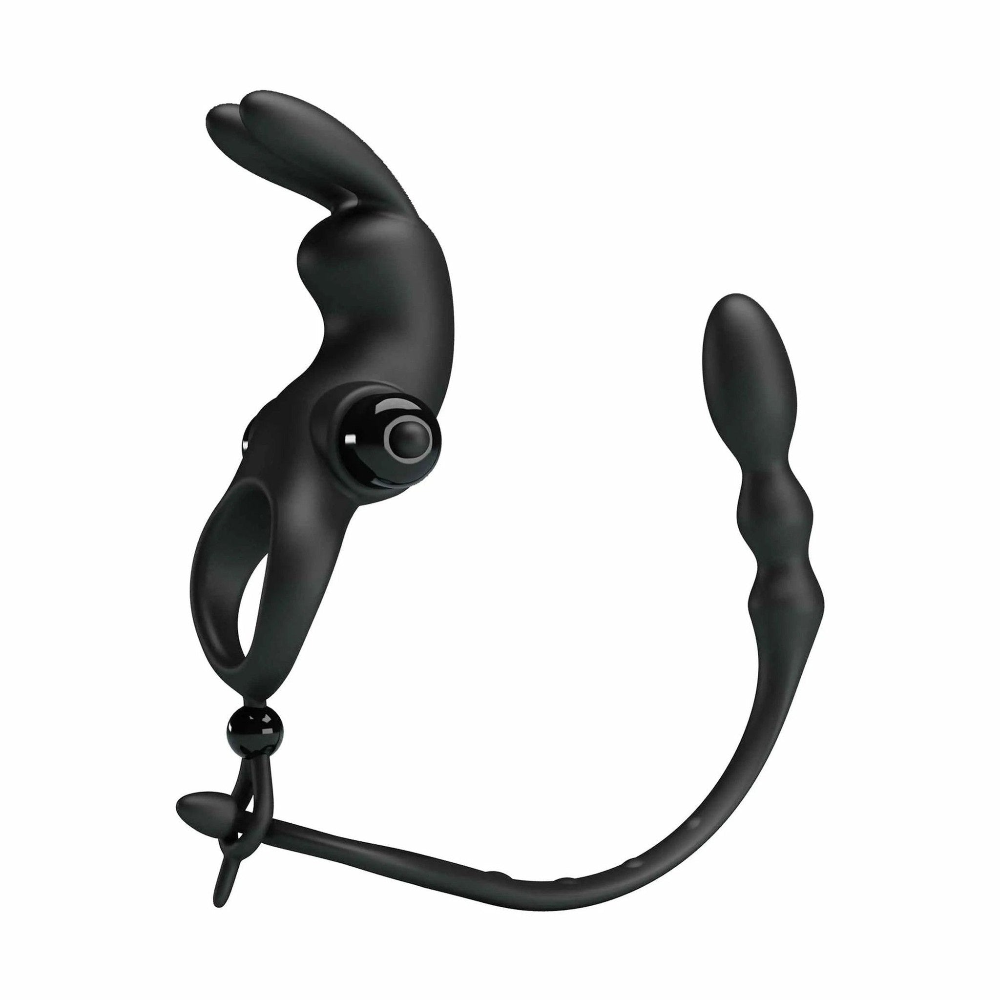 Anello Vibrante con Coniglietto Clitorideo + Stimolatore Anale Flessibile