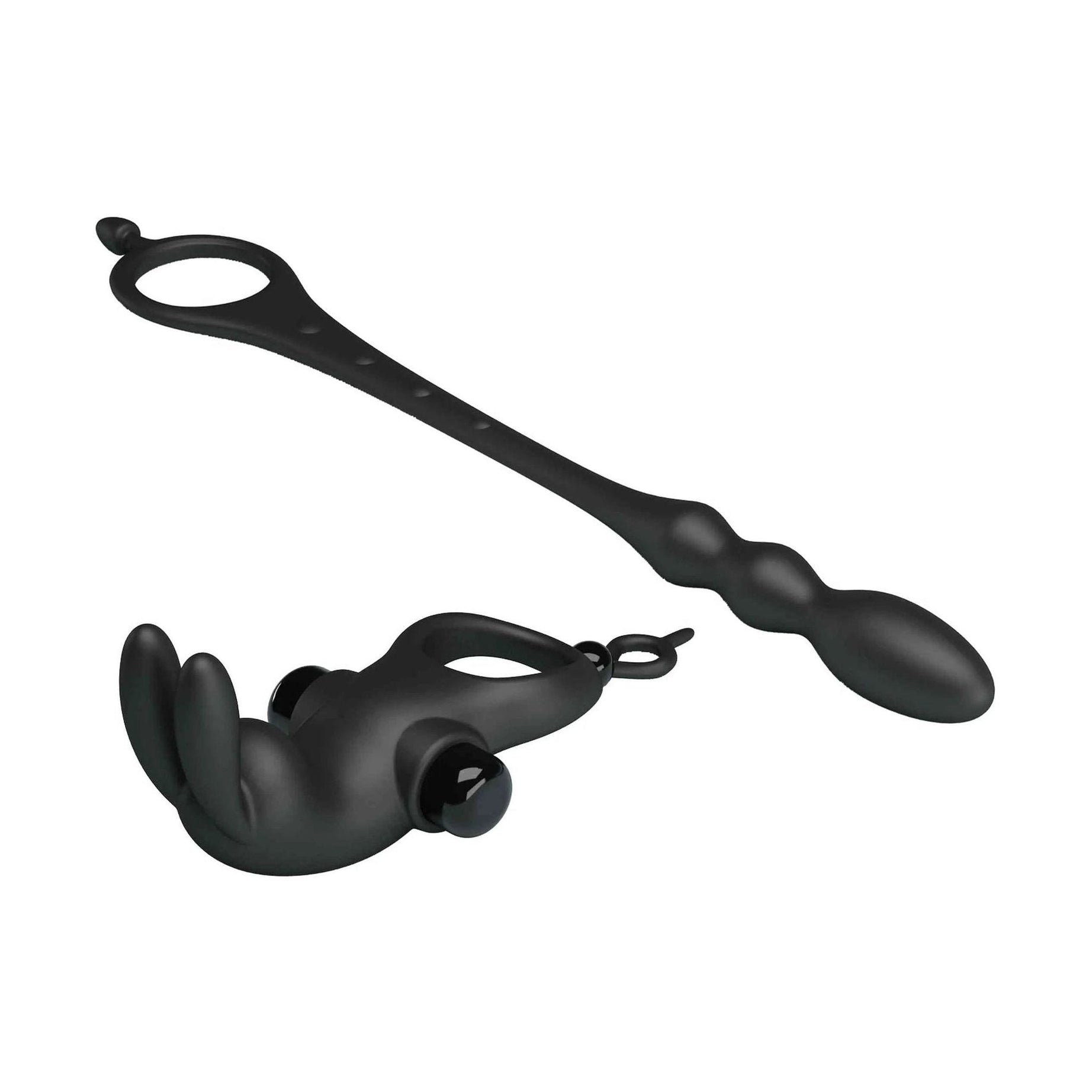 Anello Vibrante con Coniglietto Clitorideo + Stimolatore Anale Flessibile