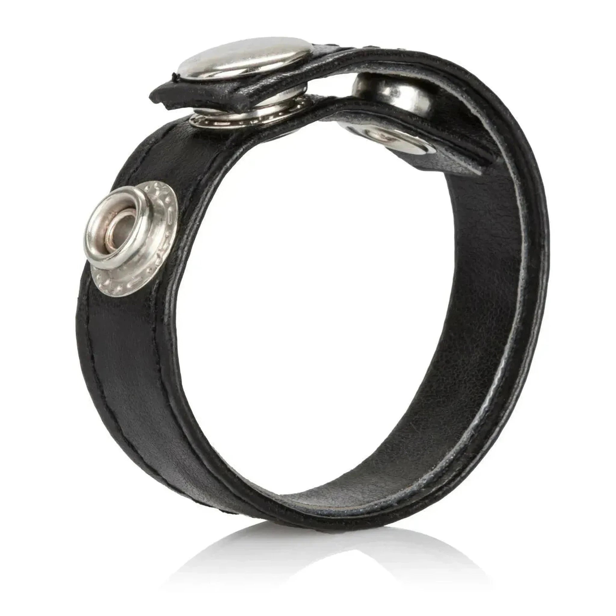 Anello in Pelle a Ciappe Regolabili - Nero