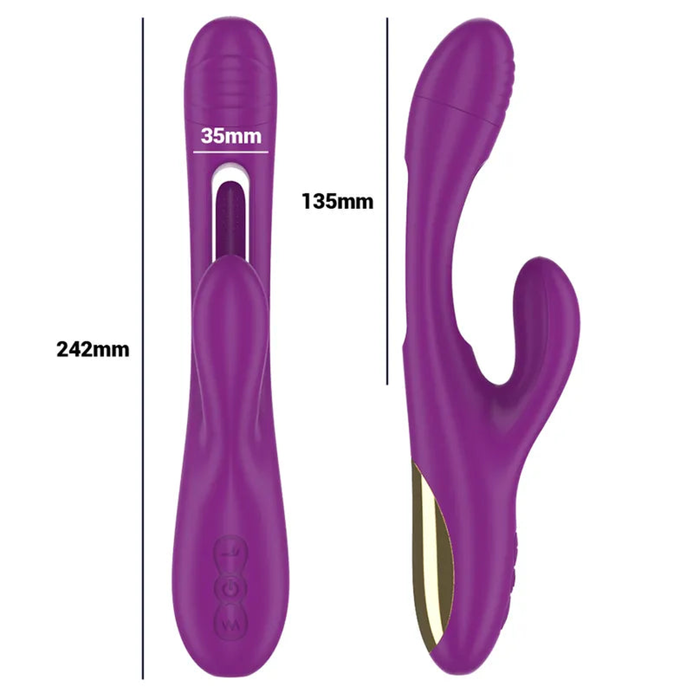 Misure vibratore rabbit viola Intense Apolo lunghezza 242mm silicone opaco