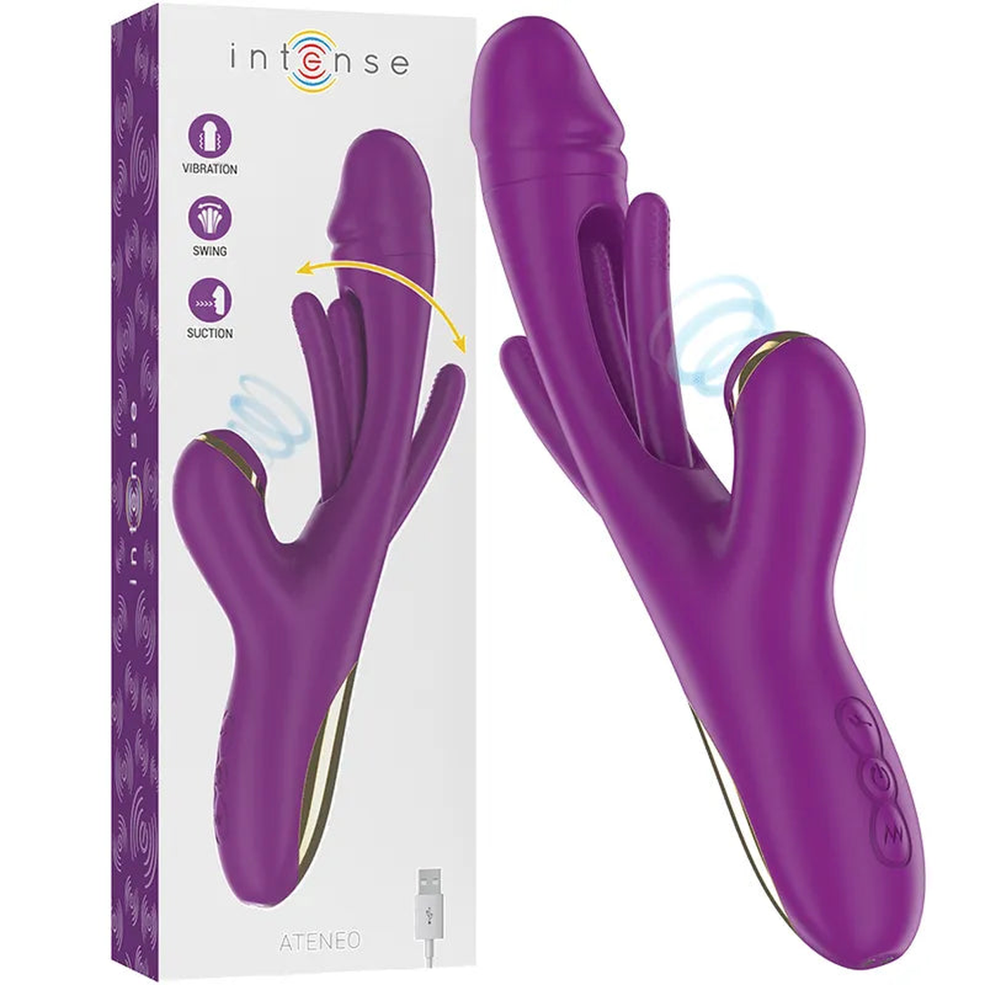 Ateneo Vibratore Rabbit con Succhiaclitoride e Lingua Vibrante
