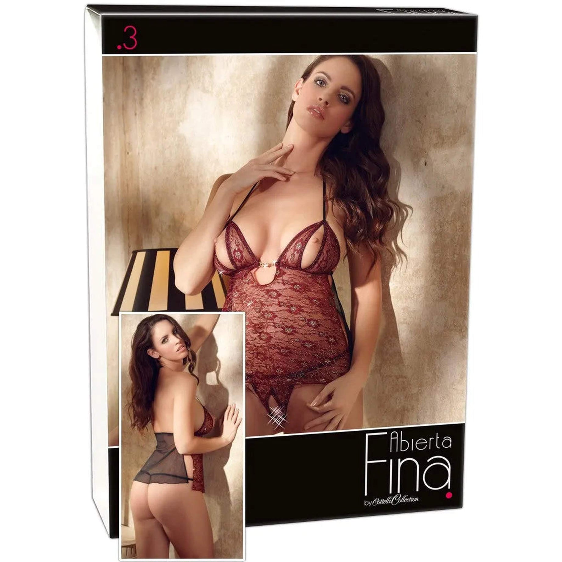 Babydoll Bordeaux Con Apertura Inguinale e Sui Seni