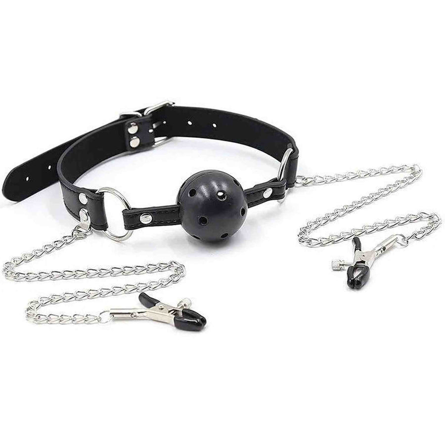 Ball Gag &amp; Nipple Clamps