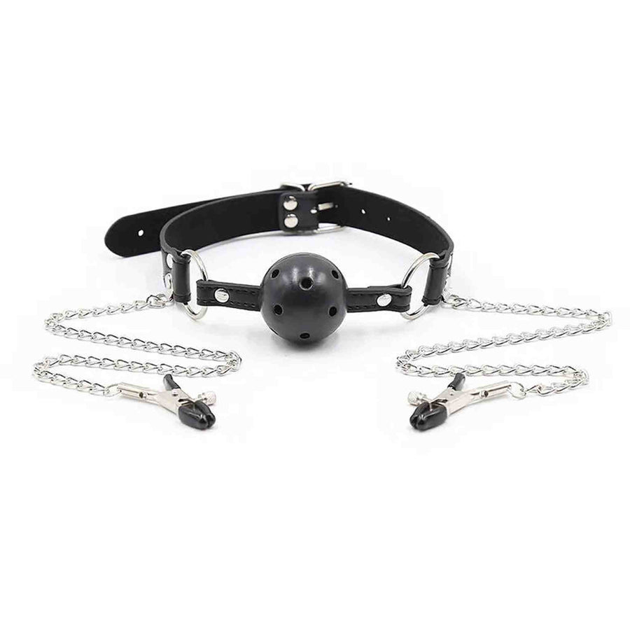 Ball Gag &amp; Nipple Clamps