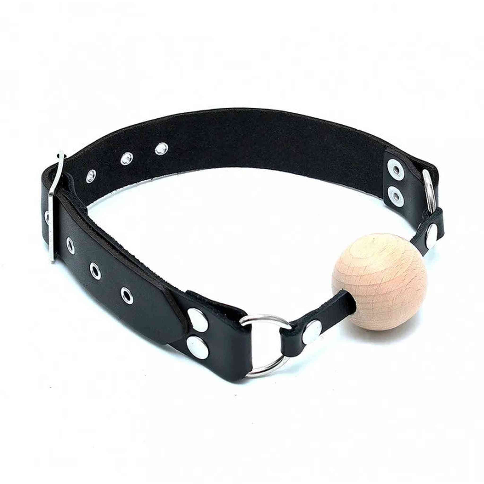 Ball-gag in legno con cinturino regolabile