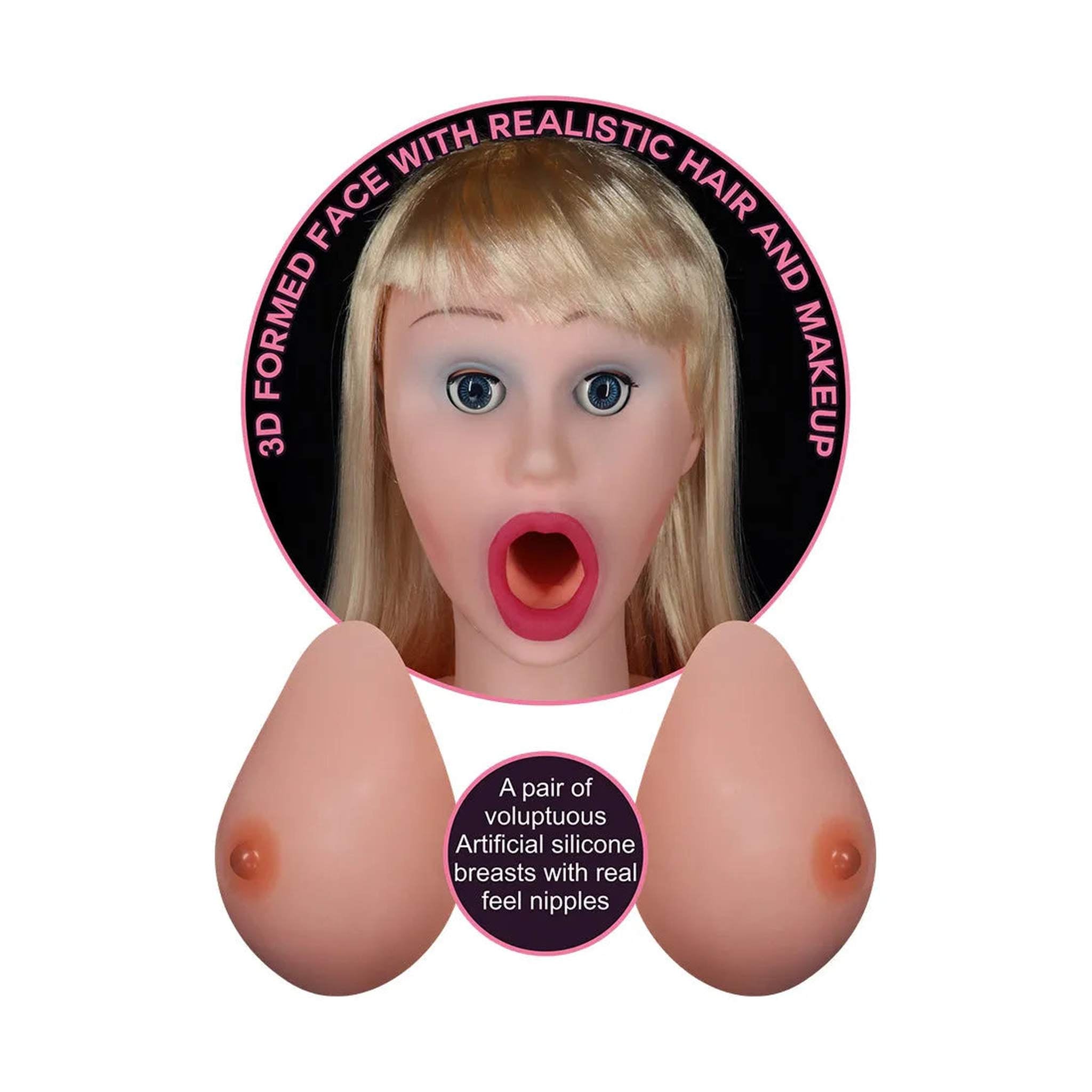 Bambola Bionda Super Realistica con Volto in 3d, Parrucca, Seni Morbidi e Ano e Vagina in Silicone