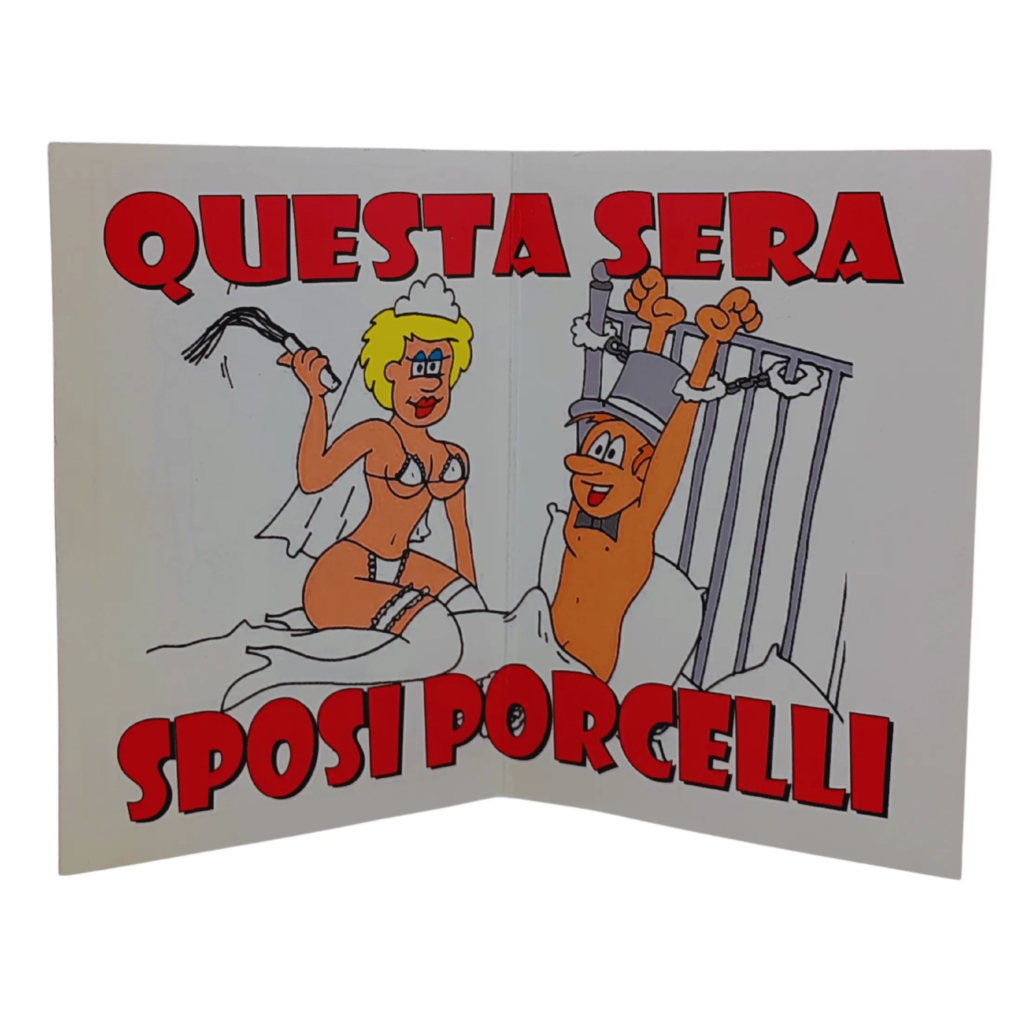 Biglietto d'auguri ''Oggi sposi novelli, questa sera sposi porcelli''