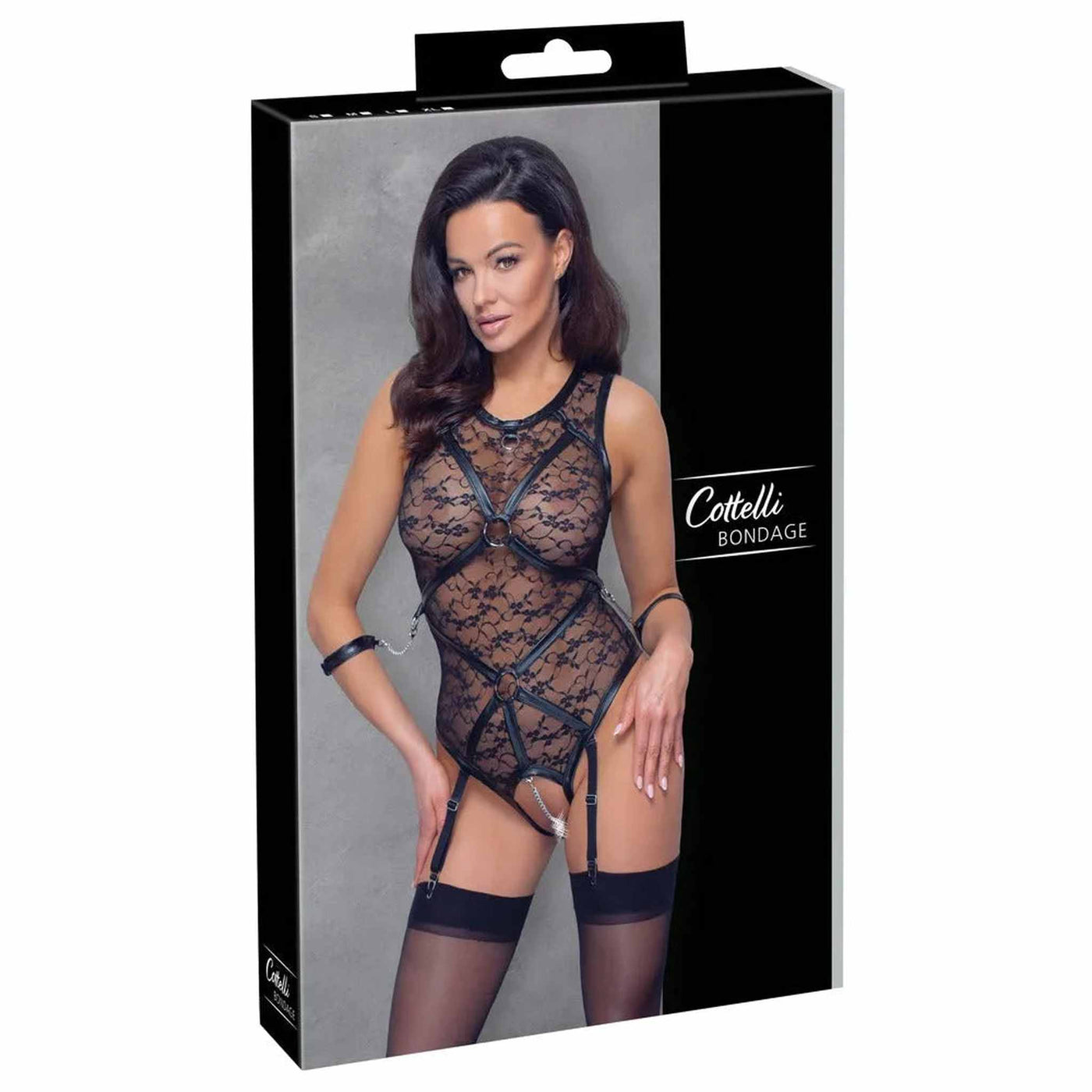 Body in pizzo trasparente con dettagli bondage