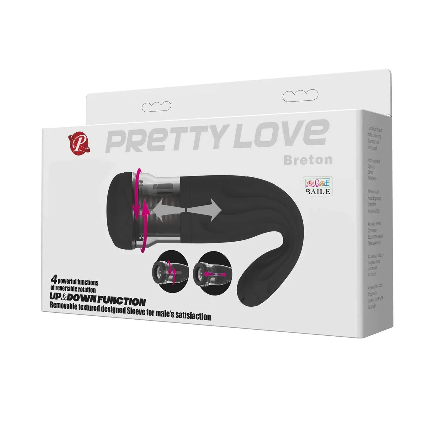 Confezione prodotto Pretty Love Breton masturbatore multifunzione con funzioni rotazione e spinta