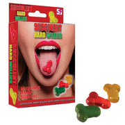 Scatola caramelle gommose frutta forma fallica con tre gusti e caramelle reali