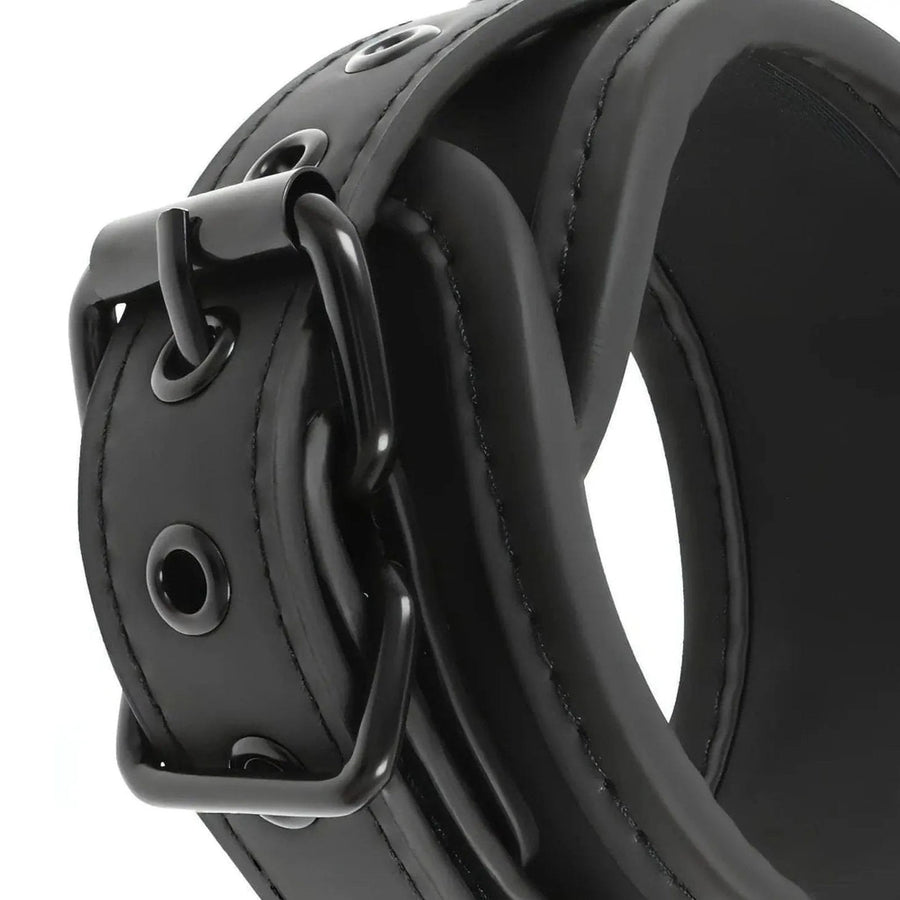 Cavigliere con doppia imbottitura e catena in acciaio nero coordinato