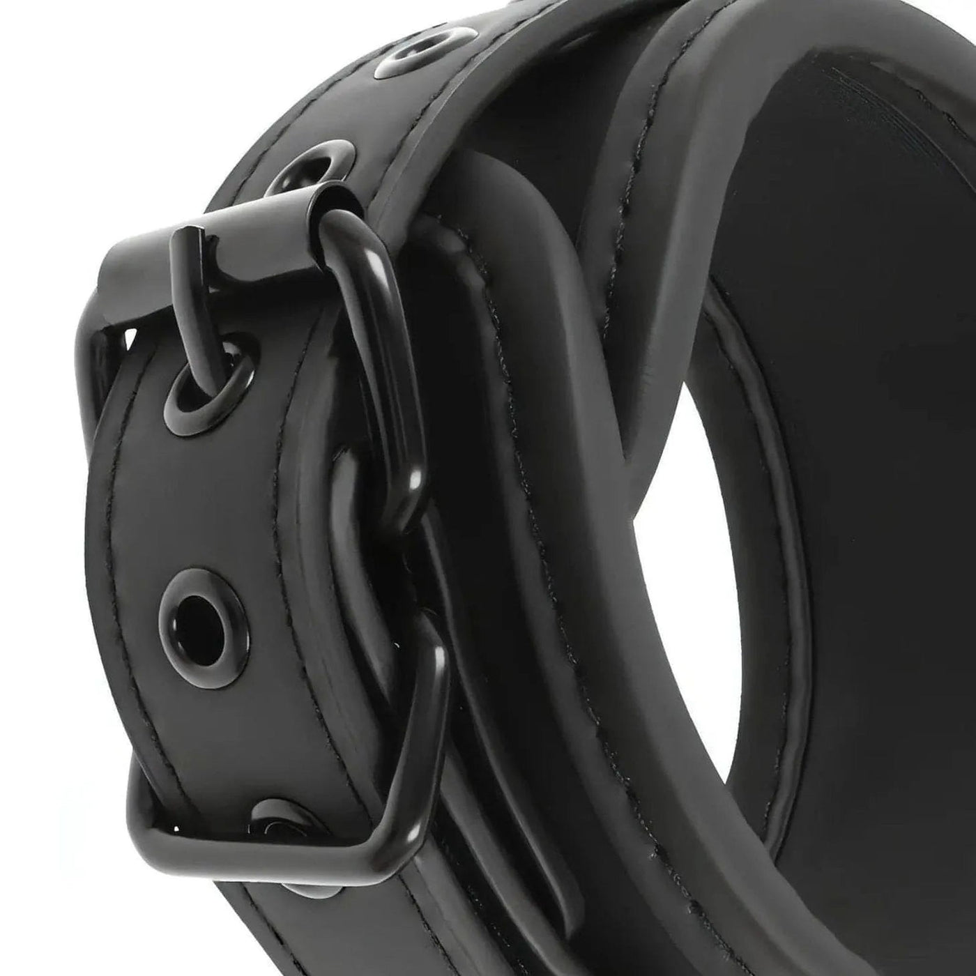 Cavigliere con doppia imbottitura e catena in acciaio nero coordinato