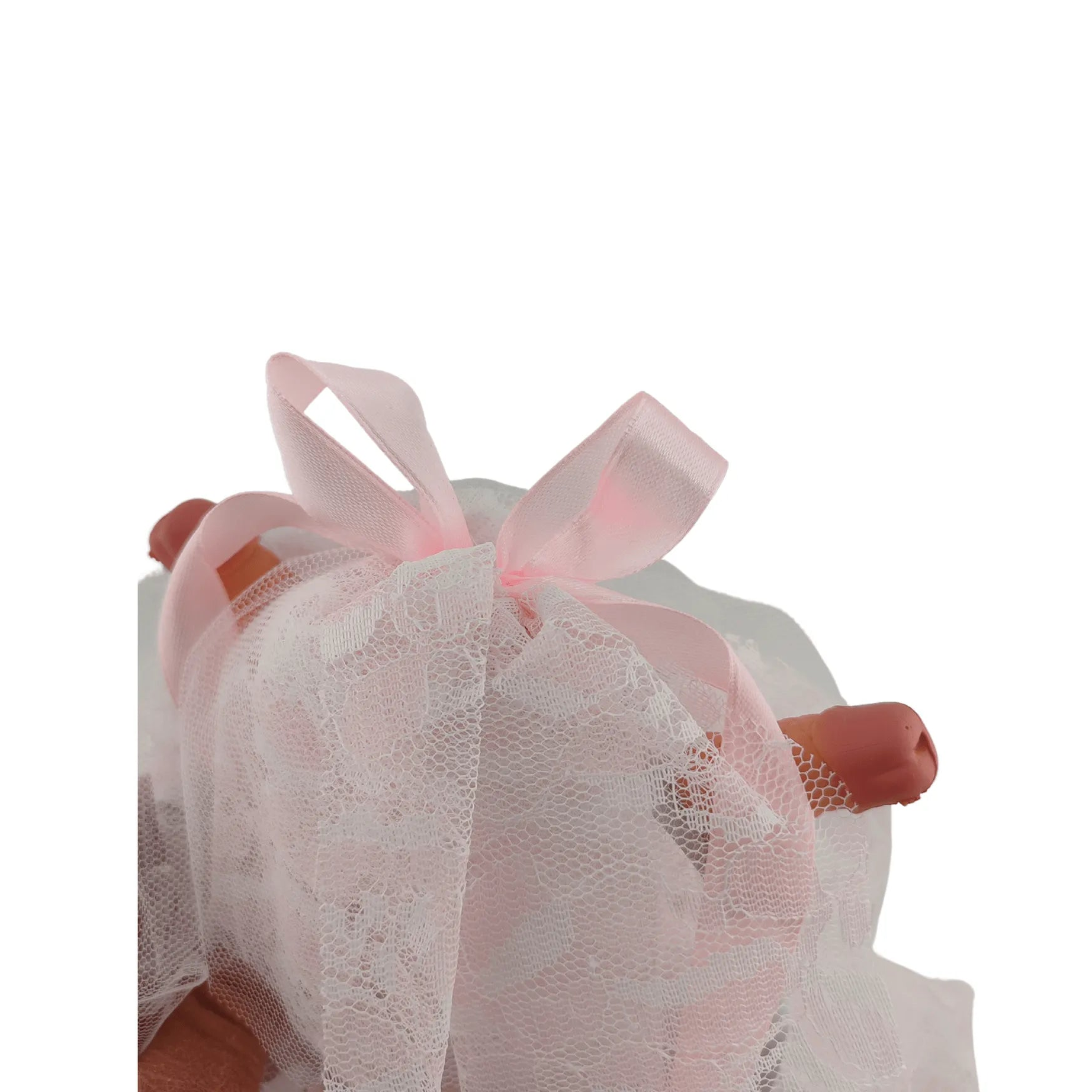 Cerchietto e velo Bianco/Rosa con 2 pisellini