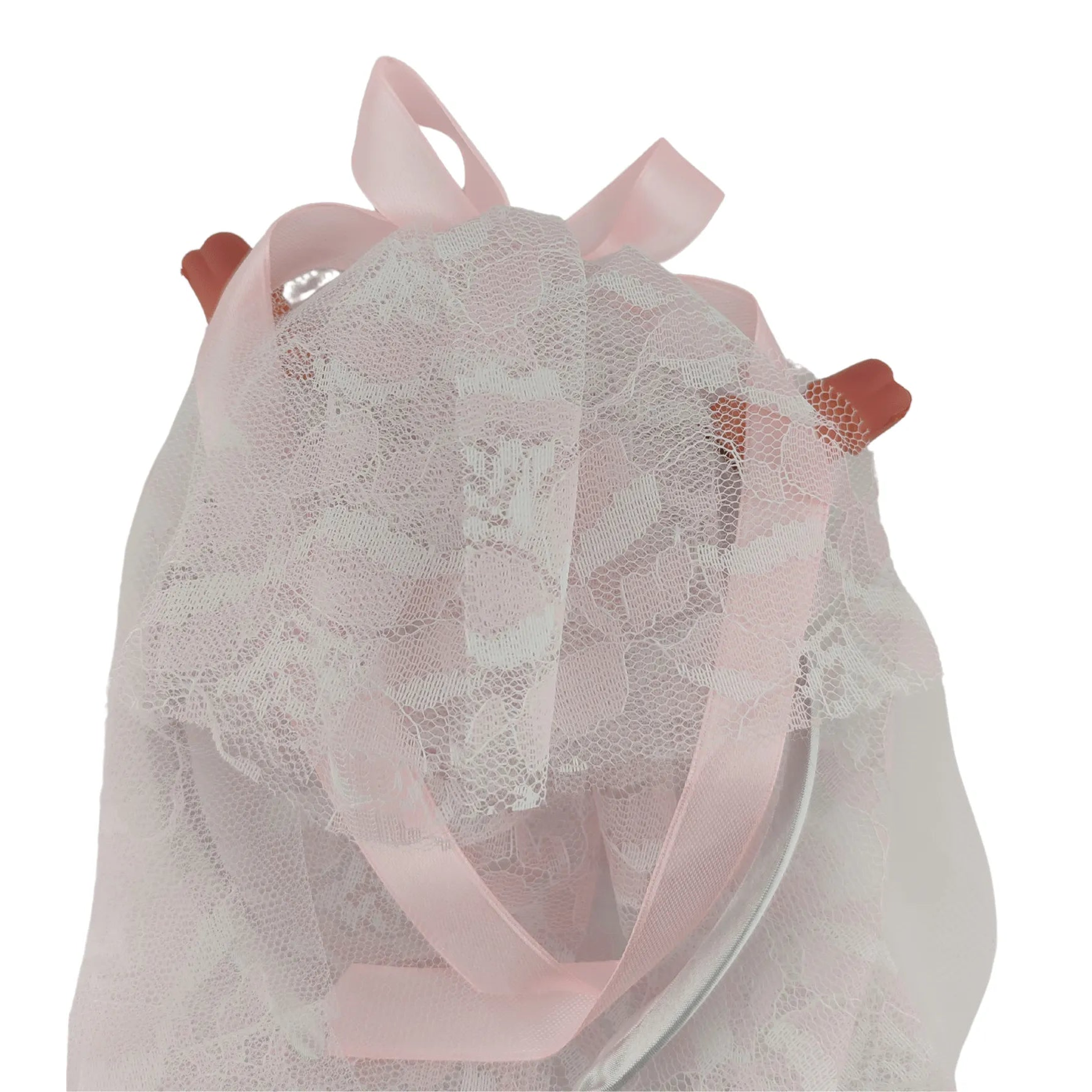 Cerchietto e velo Bianco/Rosa con 2 pisellini