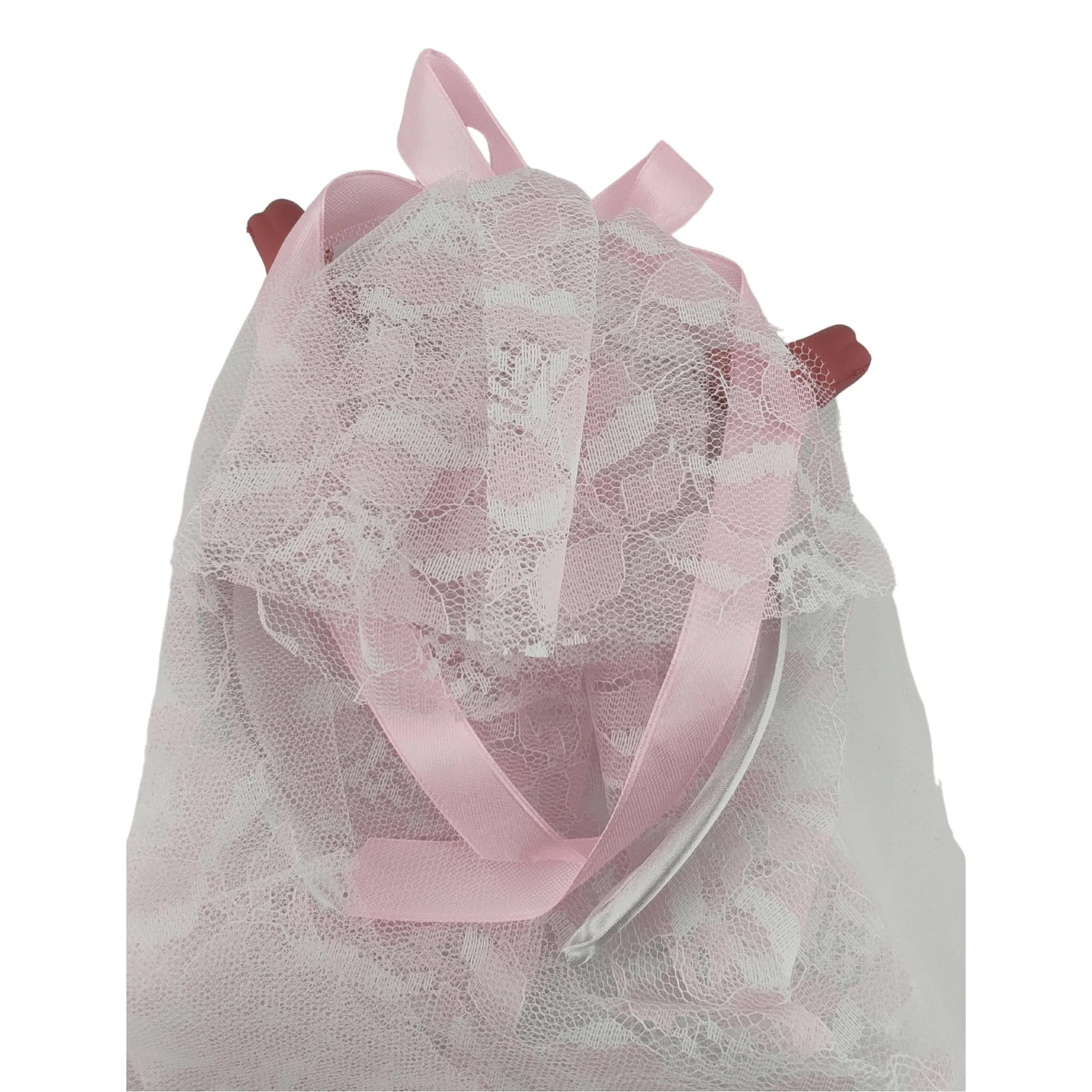 Cerchietto e velo Bianco/Rosa con 2 pisellini