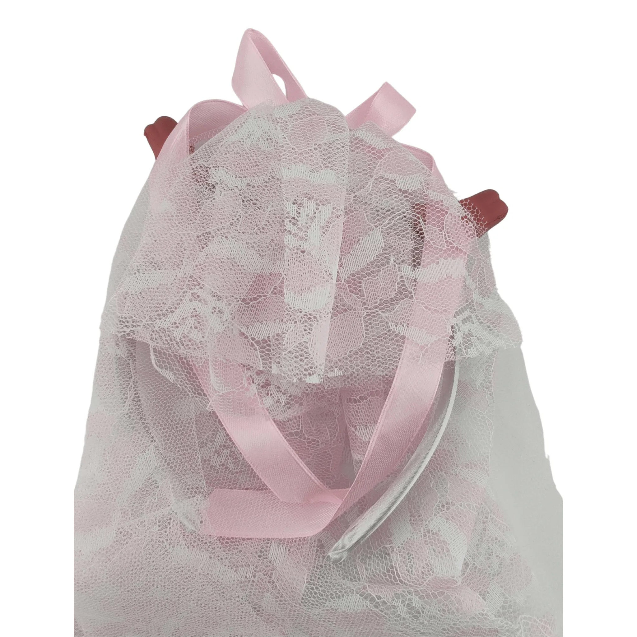 Cerchietto e velo Bianco/Rosa con 2 pisellini