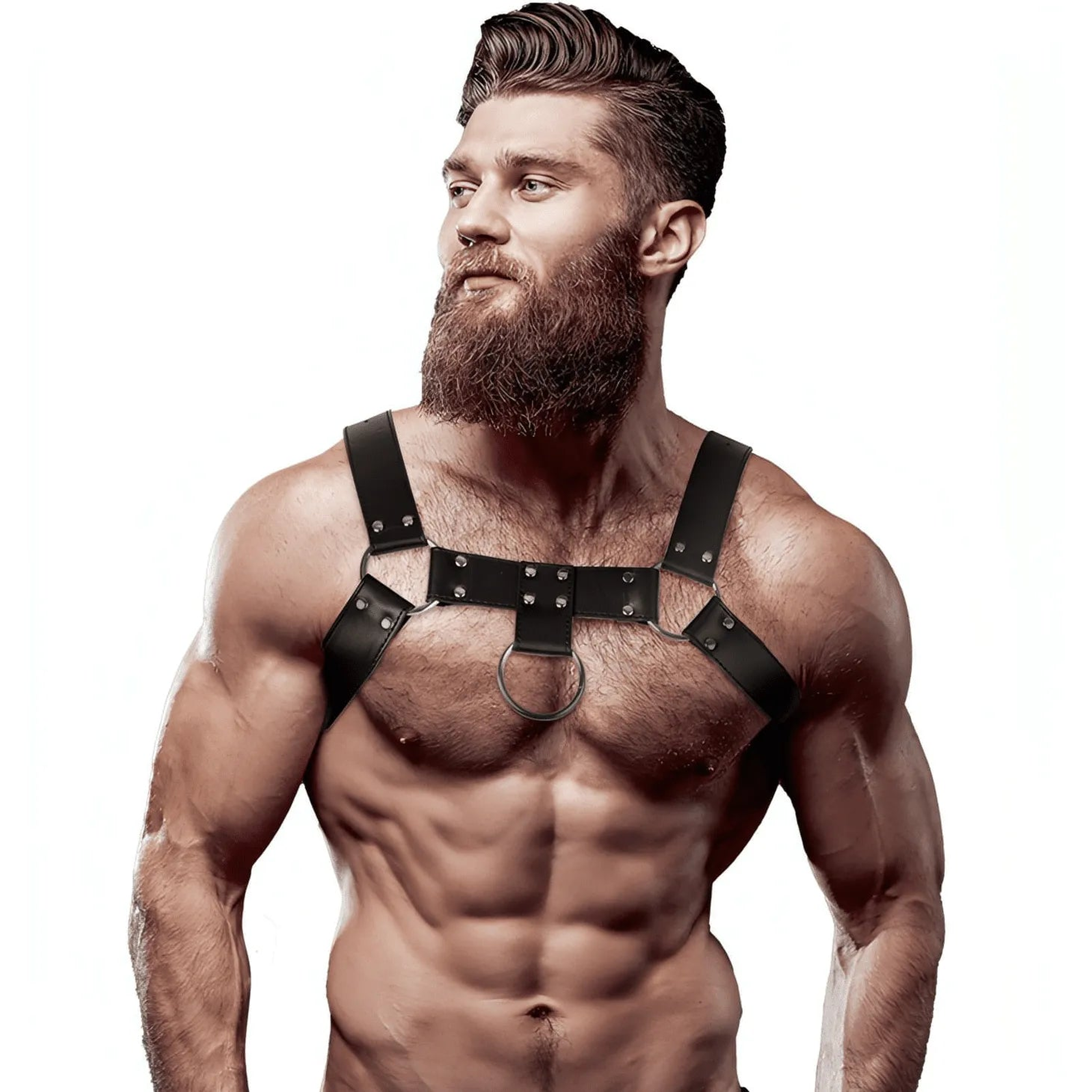Chest Harness in Pelle Vegana con Hooks in Metallo