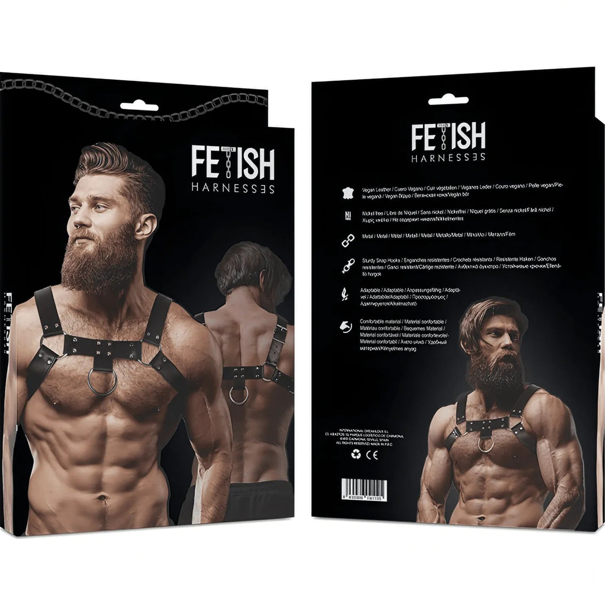 Chest Harness in Pelle Vegana con Hooks in Metallo