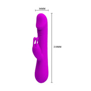 Clement Vibratore Rabbit con 3 motori e 30 modalità di vibrazione - Viola, Silicone, Anallergico, Ricaricabile