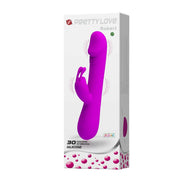 Clement Vibratore Rabbit con 3 motori e 30 modalità di vibrazione - Viola, Silicone, Anallergico, Ricaricabile