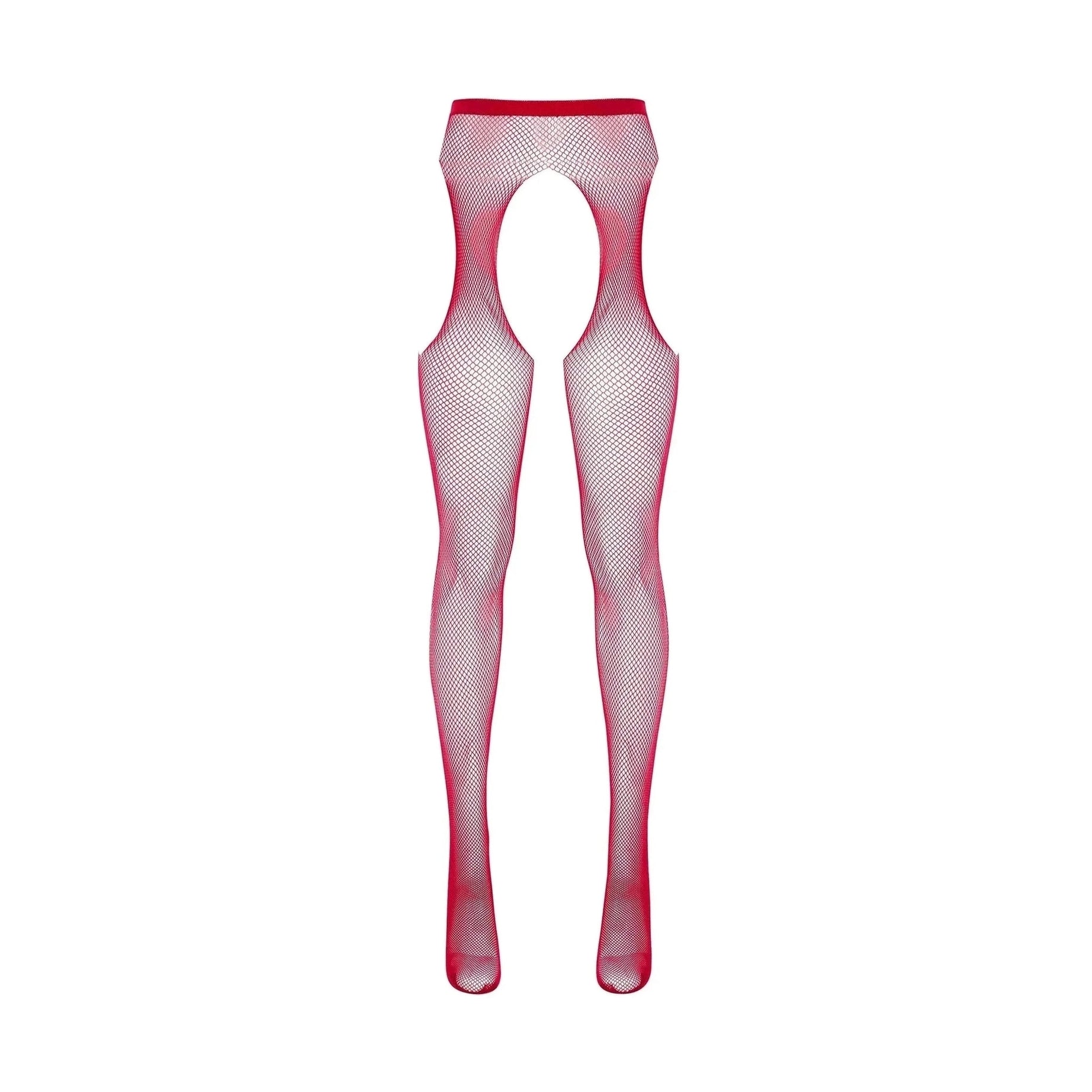 Collant a rete rosso con apertura inguinale - Taglia Unica