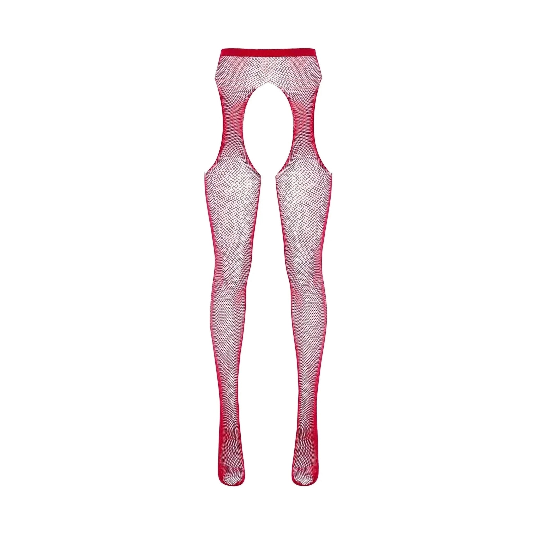 Collant a rete rosso con apertura inguinale - Taglia Unica