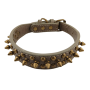 Collare Grigio Terra con Borchie Dorate Effetto Vintage