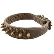 Collare Grigio Terra con Borchie Dorate Effetto Vintage