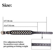 Collare nero in ecopelle con borchie argentate, cinghie regolabili – 38 cm