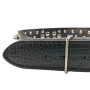 Collare spesso in ecopelle nero con borchie argentate