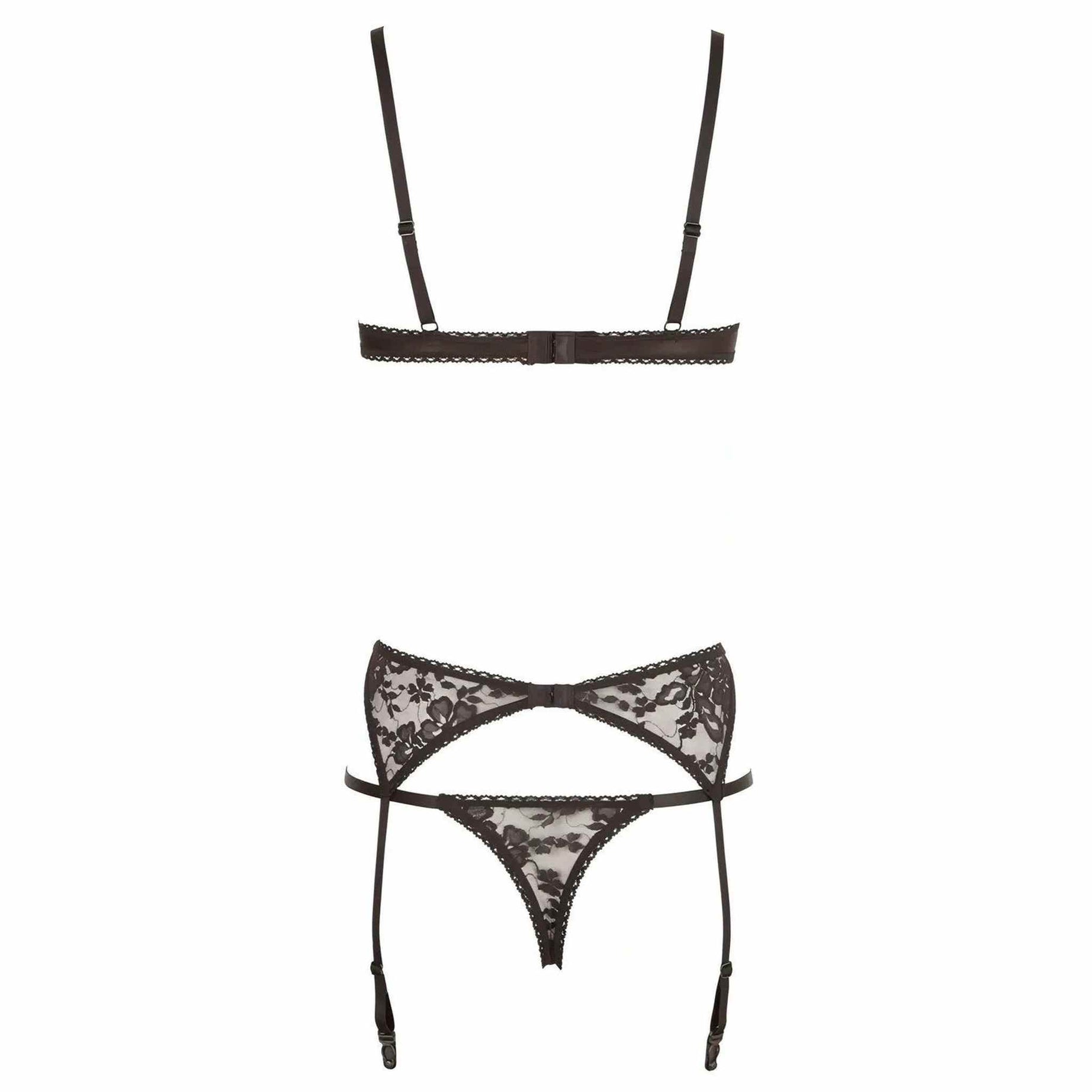 Completino Sexy 3 pezzi - Reggiseno a balconcino, reggicalze e perizoma