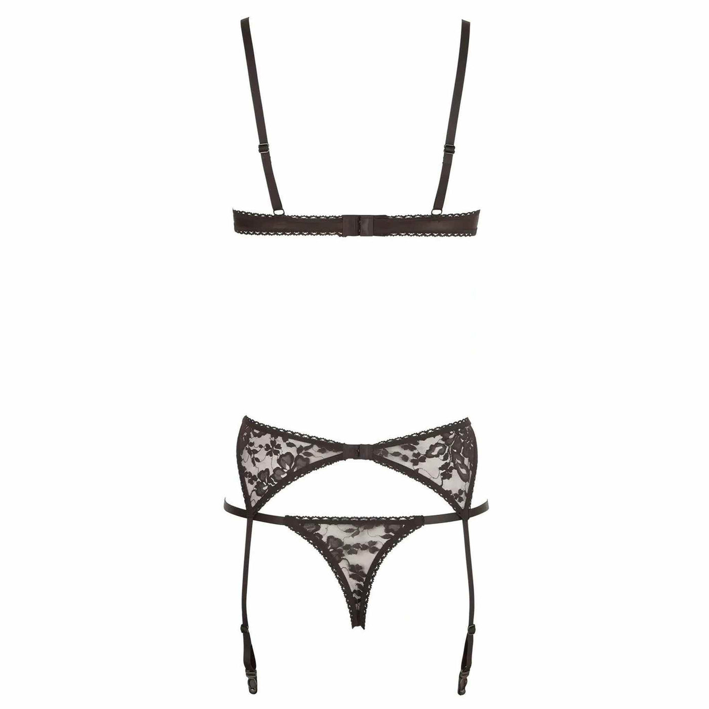 Completino Sexy - Reggiseno a balconcino, reggicalze e perizoma