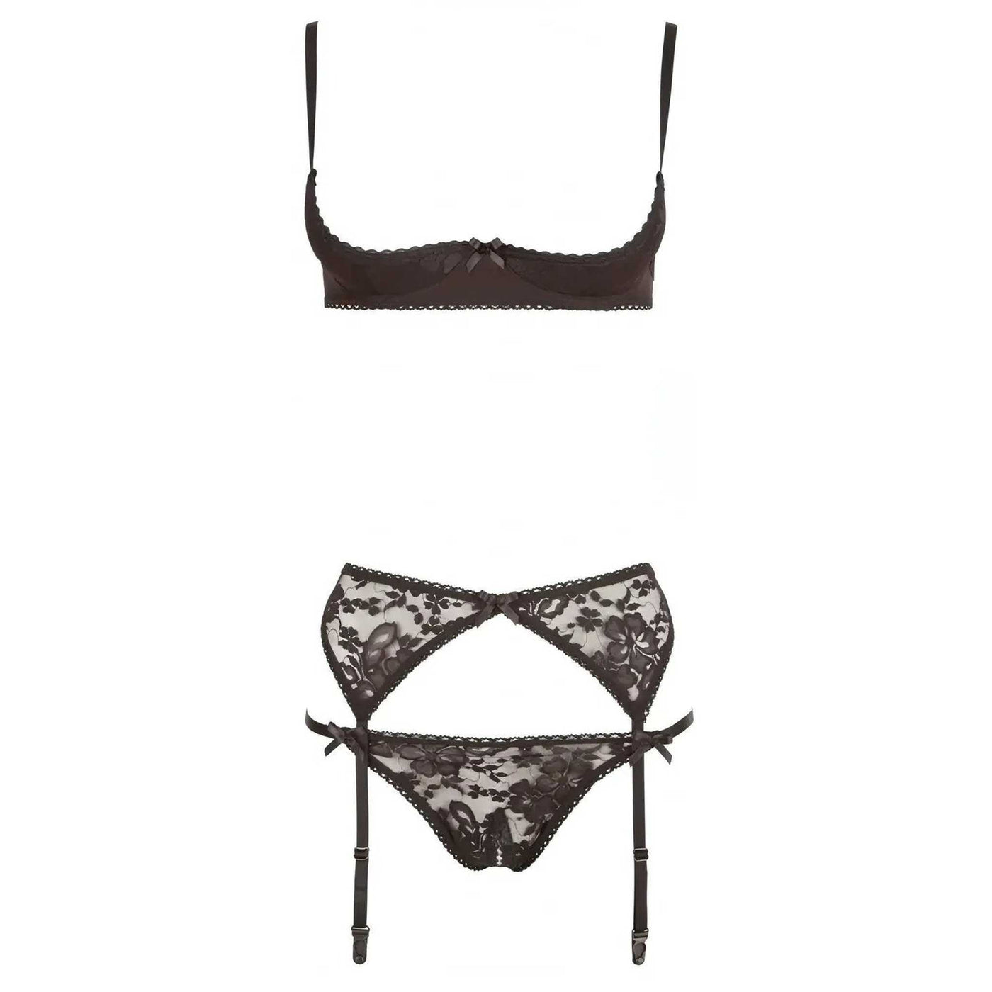 Completino Sexy - Reggiseno a balconcino, reggicalze e perizoma