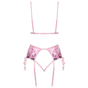 Completo Sexy Rosa con Fiocchi e Ricami a Fiori