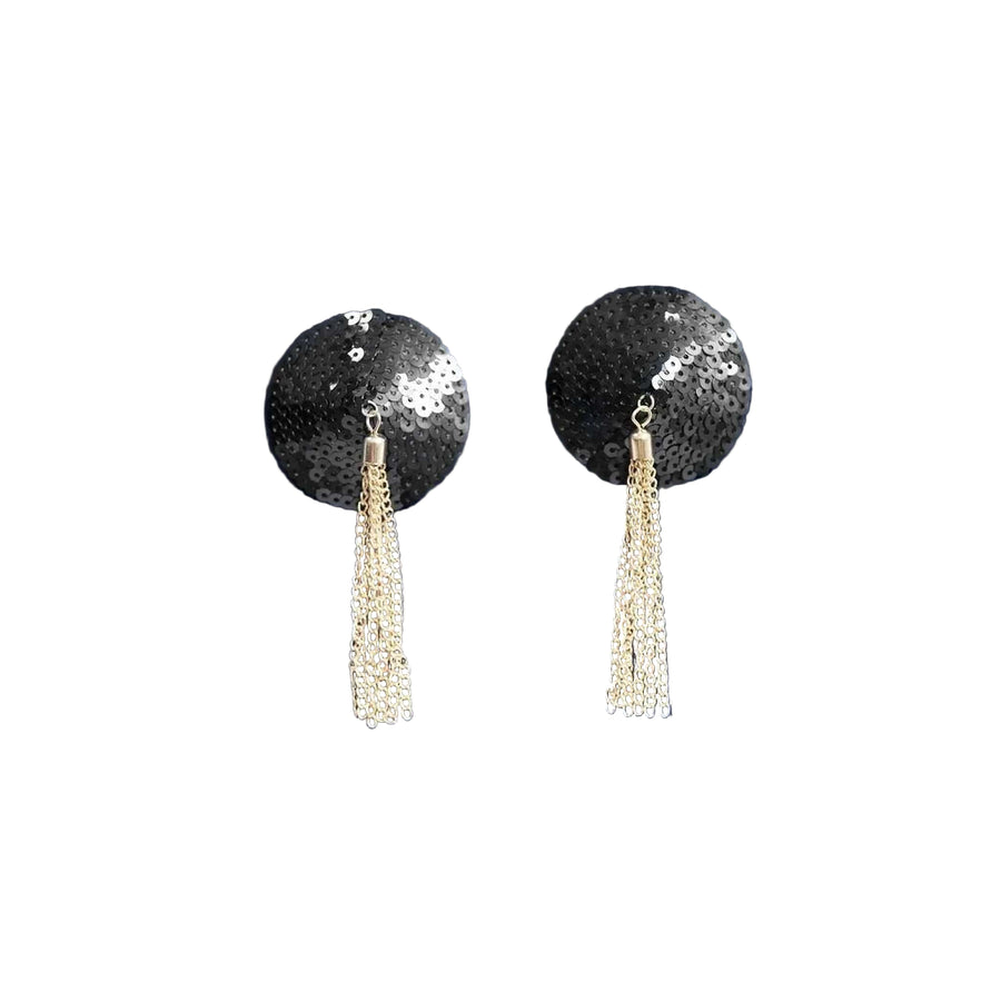 Copricapezzoli in paillettes con catenine dorate
