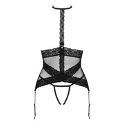 Corsetto in Pizzo Nero con Reggicalze Integrati