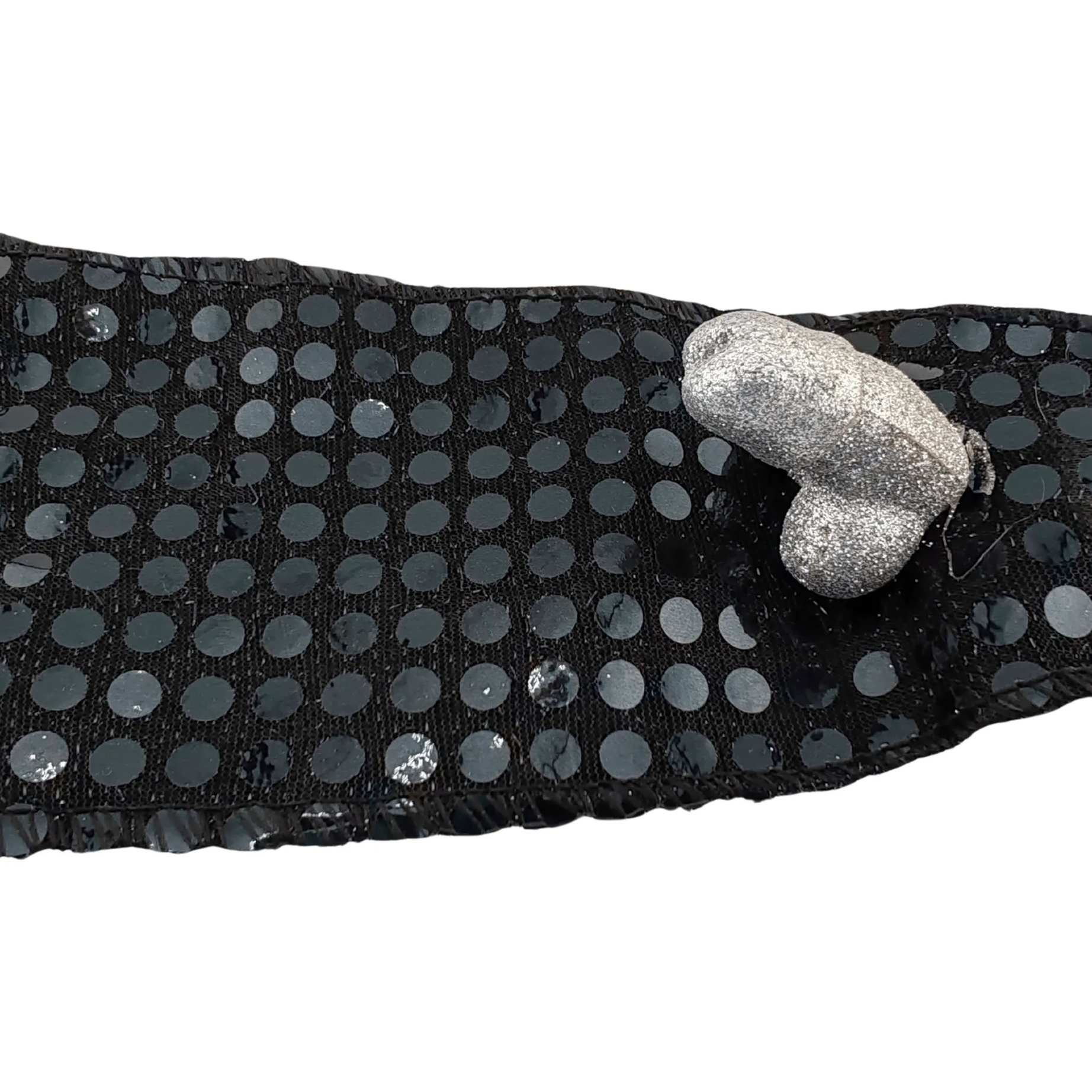 Cravatta nera con paillettes e pisellino argentato