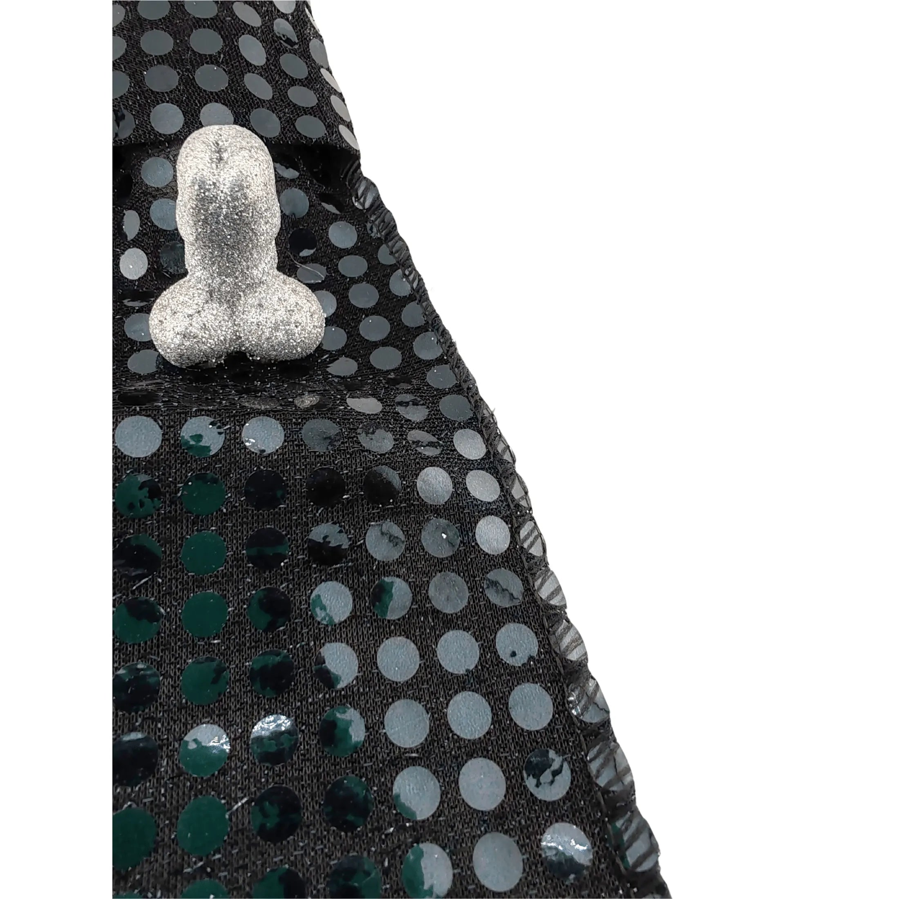 Cravatta nera con paillettes e pisellino argentato