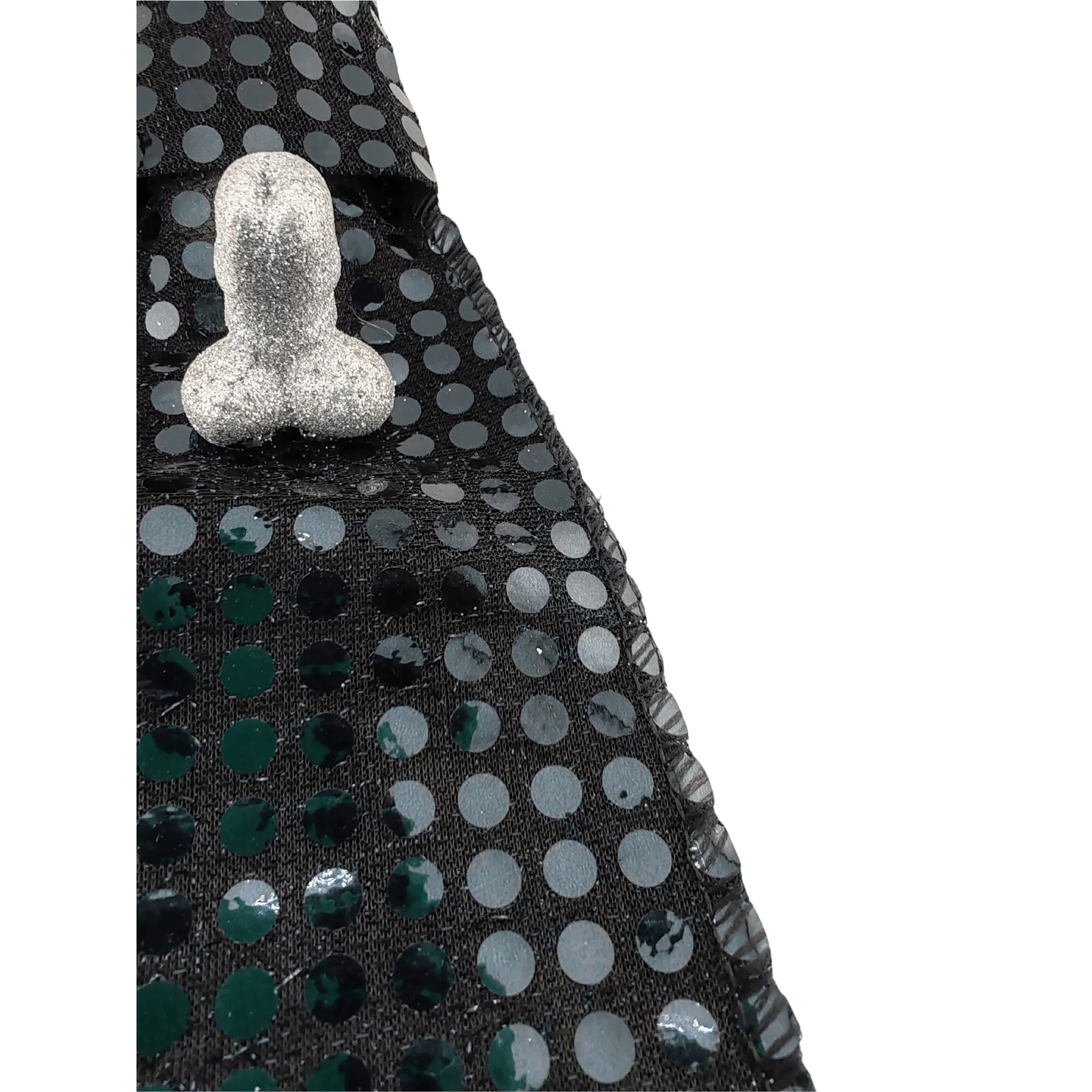 Cravatta nera con paillettes e pisellino argentato