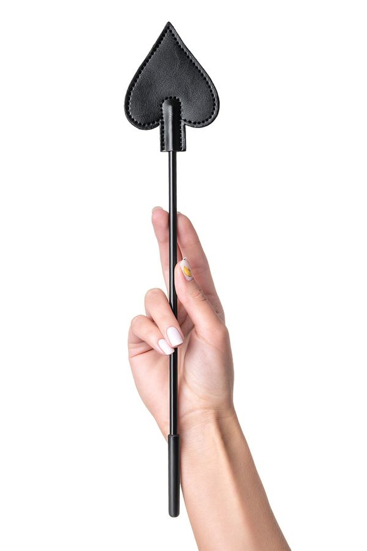 Crop con Paletta a forma di picche 36 cm – Frustino BDSM - Nero - Go Fetish - immagine 2