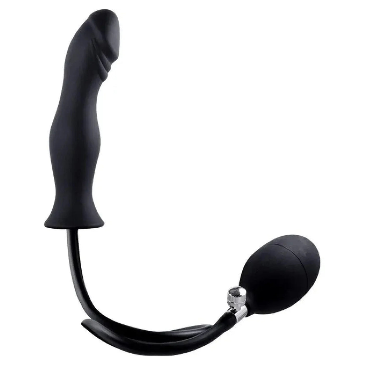 Plug anale gonfiabile nero in silicone ergonomico con pompa inclusa