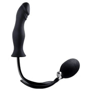 Plug anale gonfiabile nero in silicone ergonomico con pompa inclusa