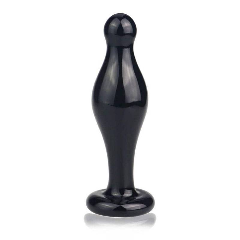 Dildo Anale in Vetro - Nero - GoEstasy