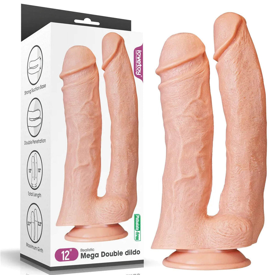 Doppeldildo mit Saugnapf 30-33 cm. Ø 5,5-6,8 cm