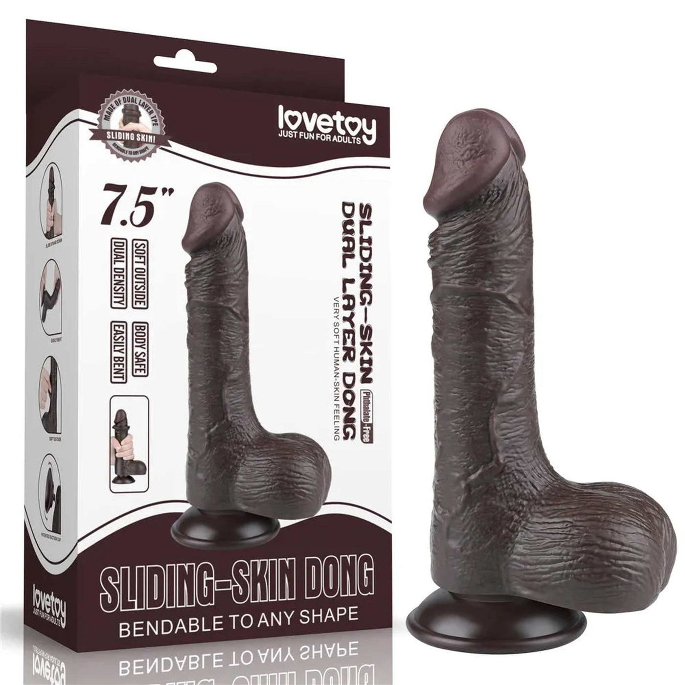 Dildo Nero Scappellabile come un Pene Vero 7.5″