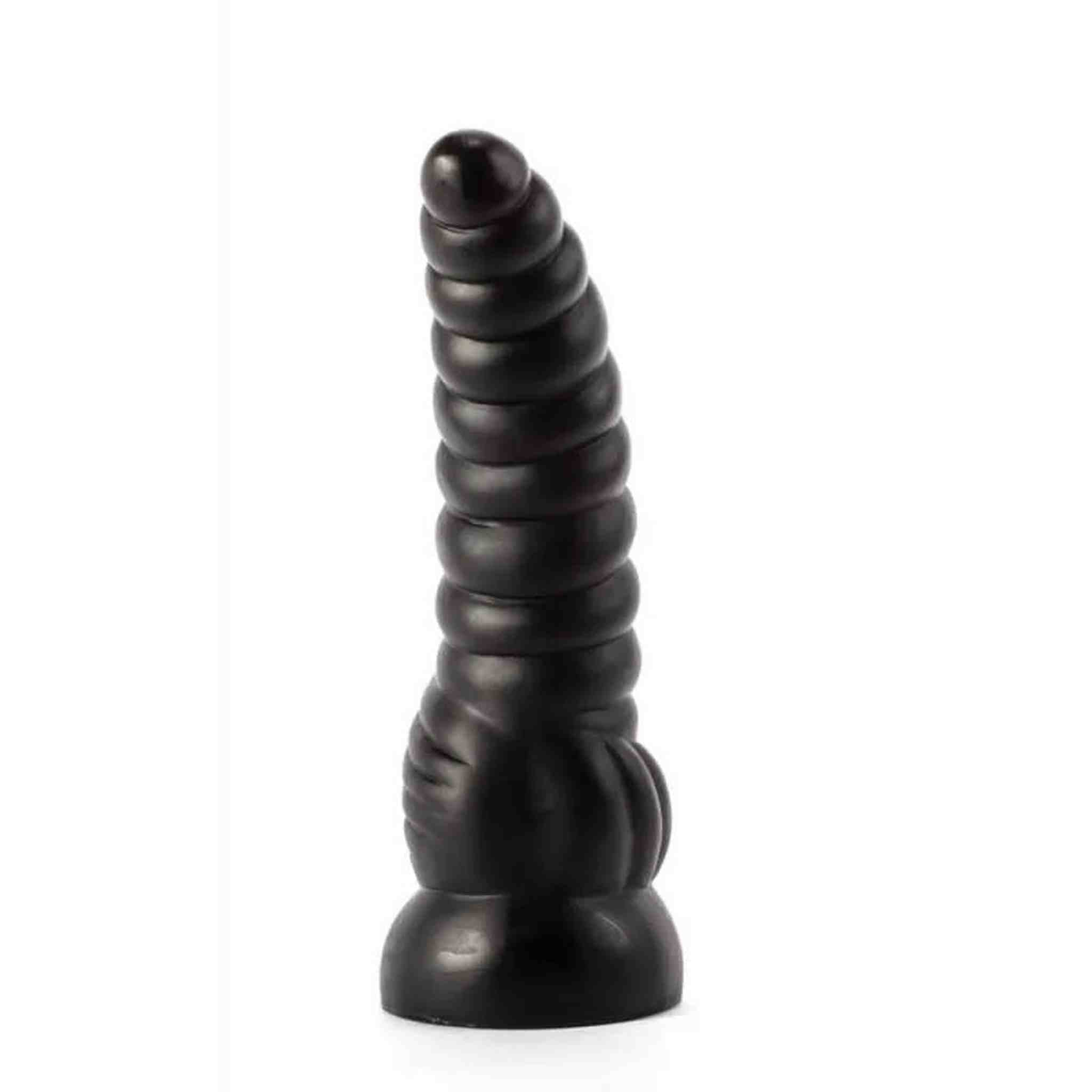 Dildo Nero a rilievi anulari 27.6 cm