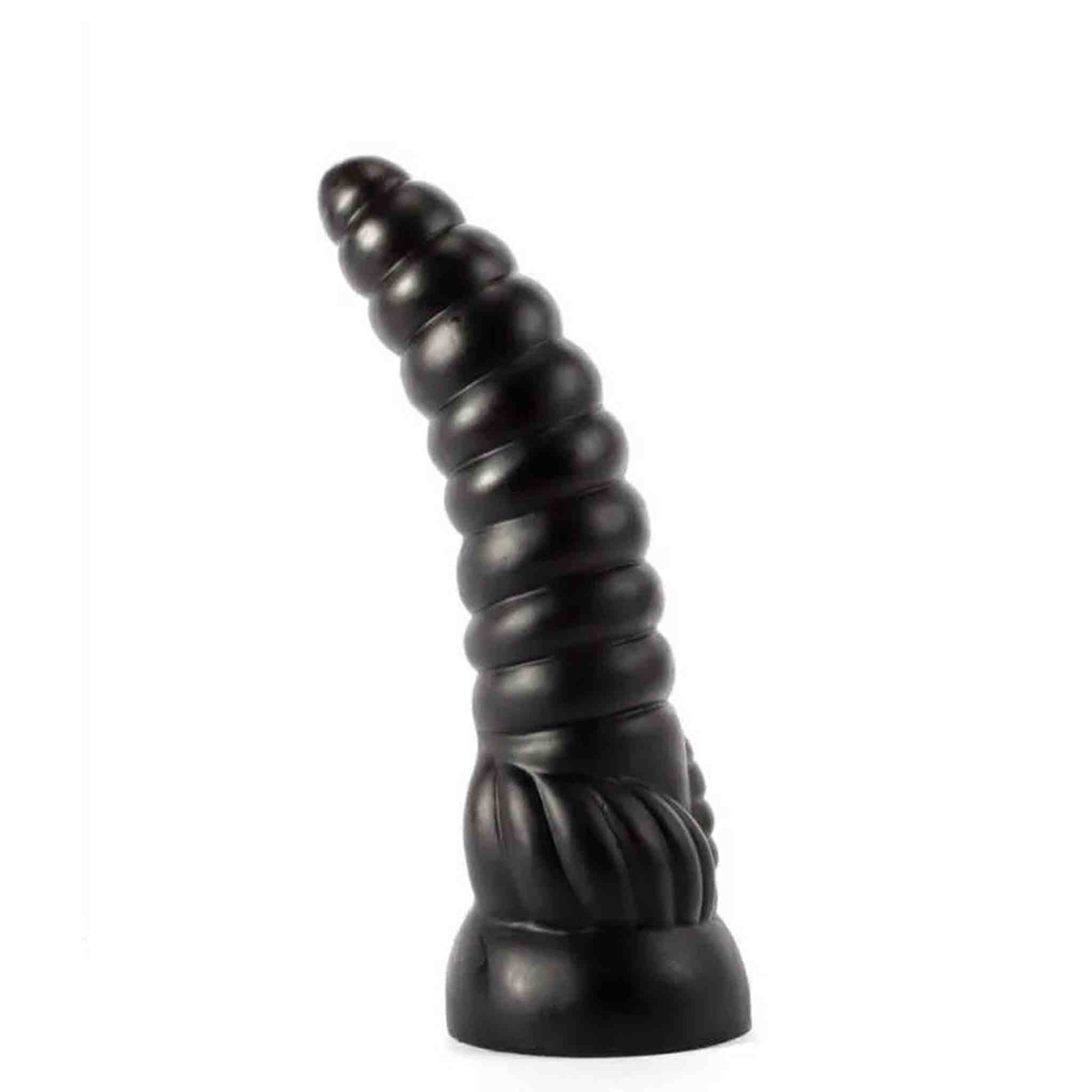 Dildo Nero a rilievi anulari 27.6 cm