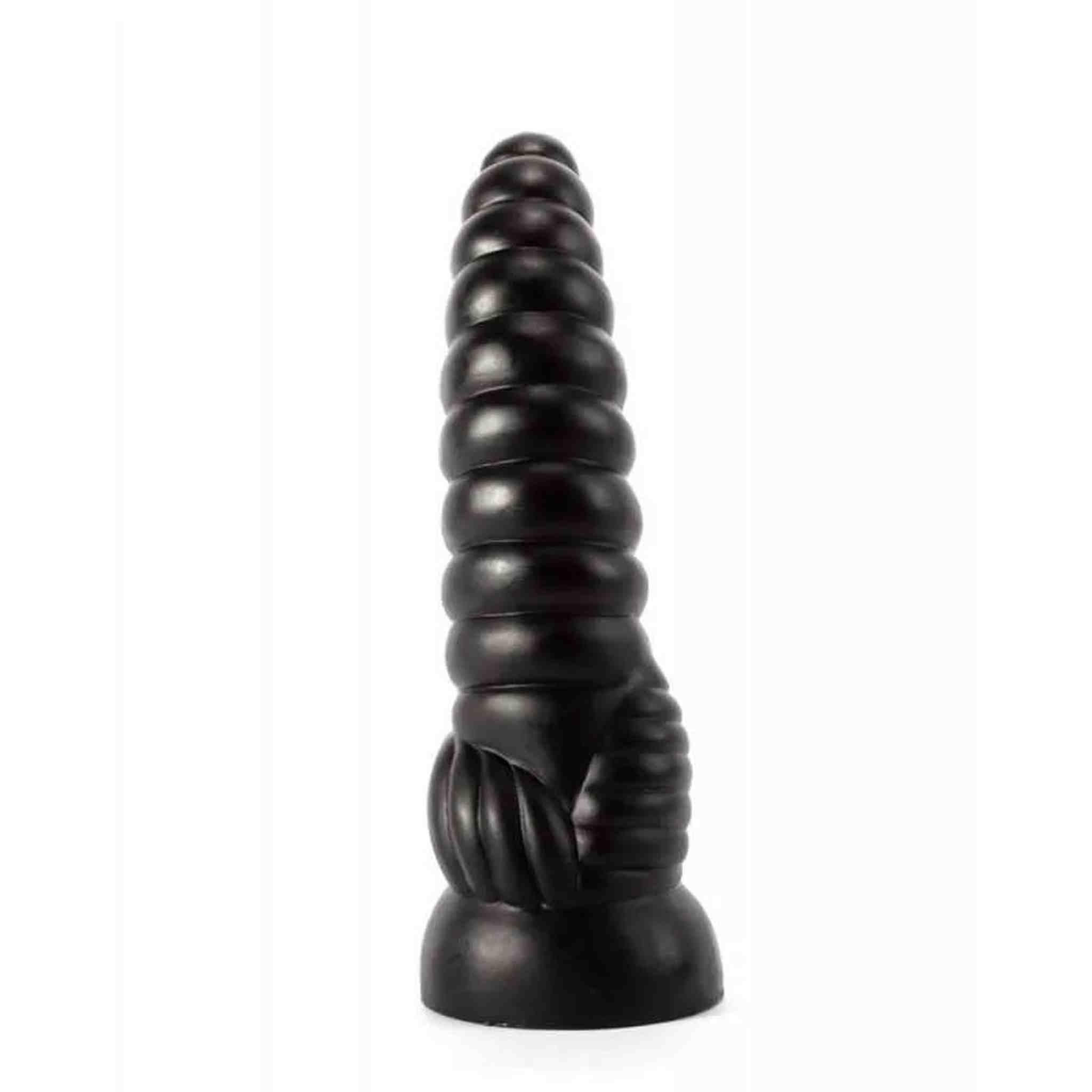 Dildo Nero a rilievi anulari 27.6 cm